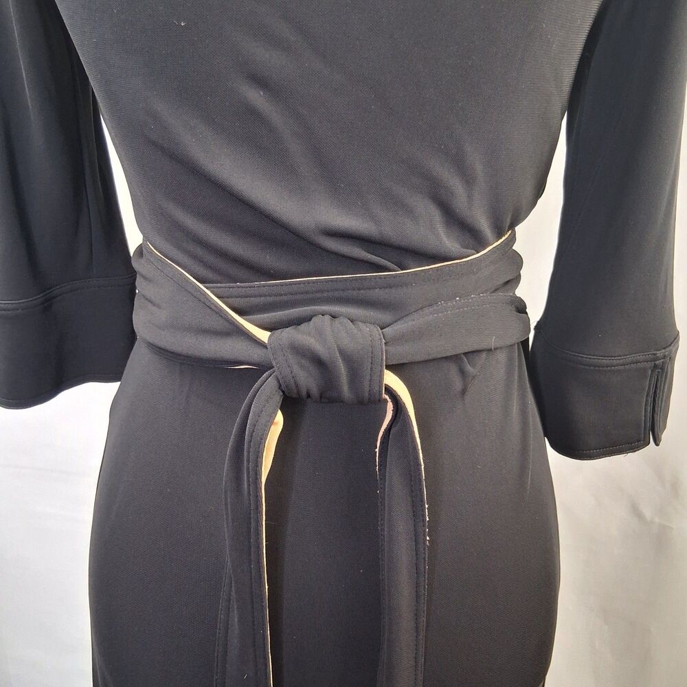 Diane Von Furstenberg Black Collared Midi Wrap Dress - Picture 8 of 16